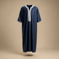 Imarah Classic Moroccan Thobe – Navy & Ivory
