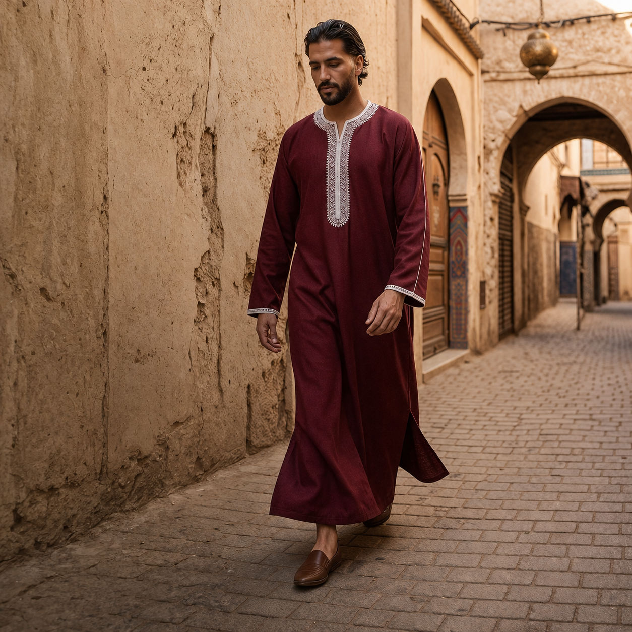 Imarah Classic Moroccan Thobe - Bordeaux