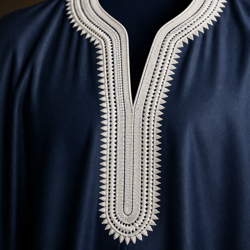 Imarah Classic Moroccan Thobe – Navy & Ivory