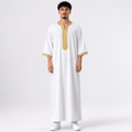 Imarah Classic Moroccan Thobe – White & Gold